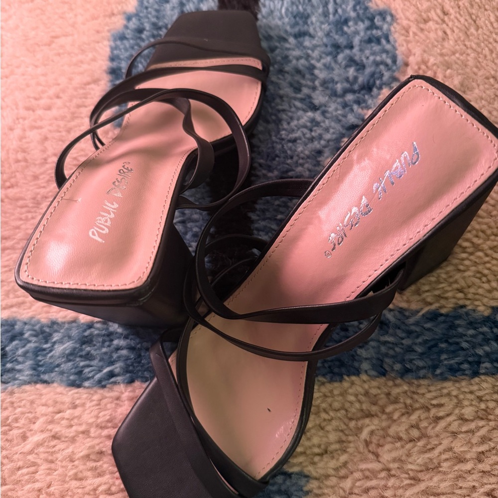 Public Desire Black Strappy Heels